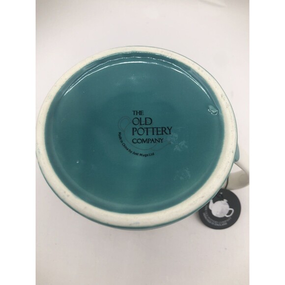 Old Pottery Company Button Diamond Mug Teal/White 16 Oz Coffee Tea - Picture 4 of 6